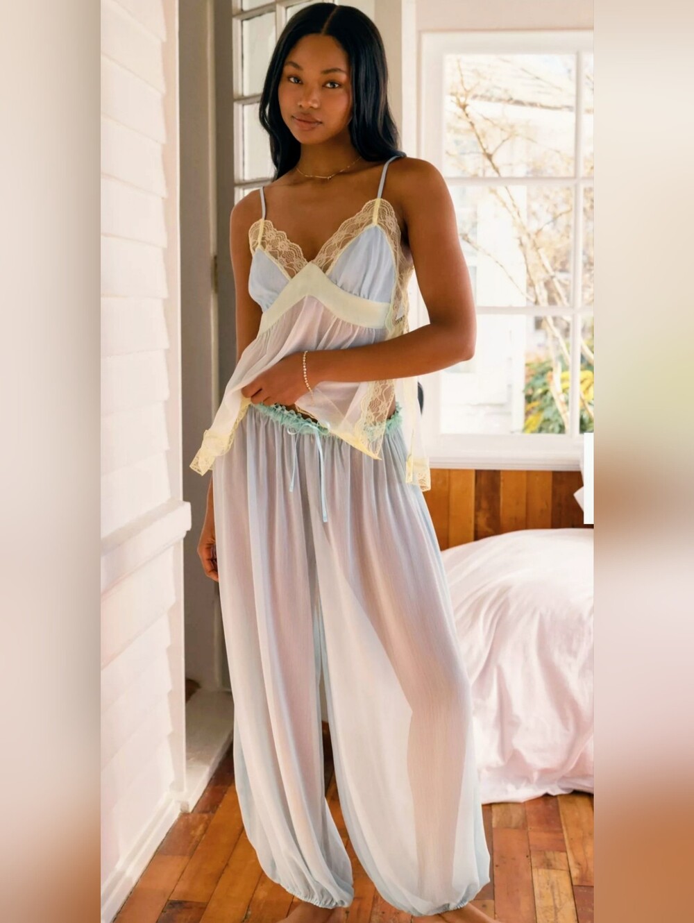 LYREBIRD sheer Lace Trim Balloon Panta Baby Blue Sizes S, M, XL *NEW*